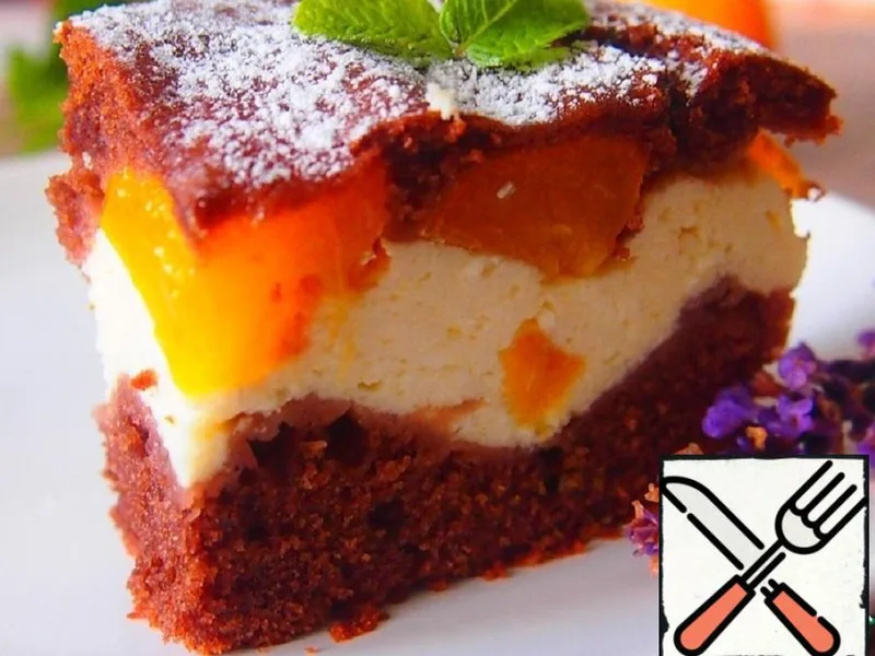 Layered Cottage Cheese Cake with Apricots
