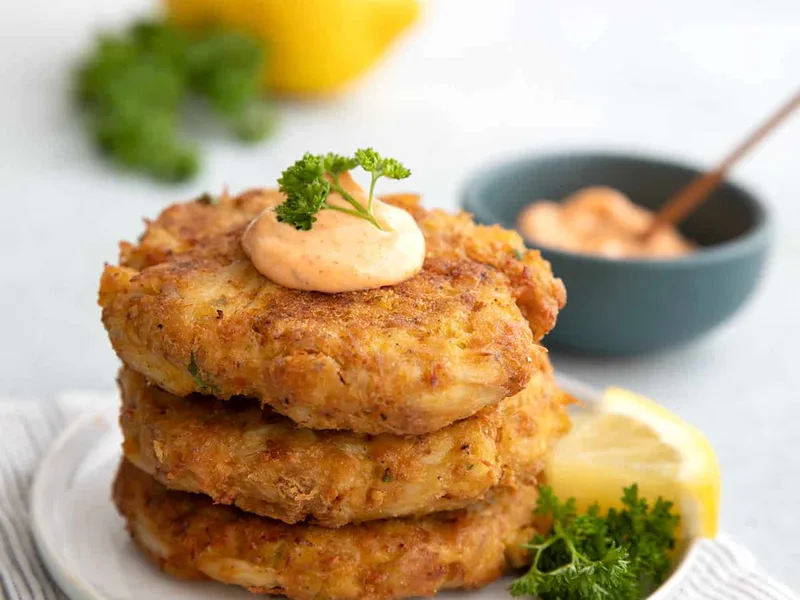 Air Fryer Crab Cakes with Spicy Mayo