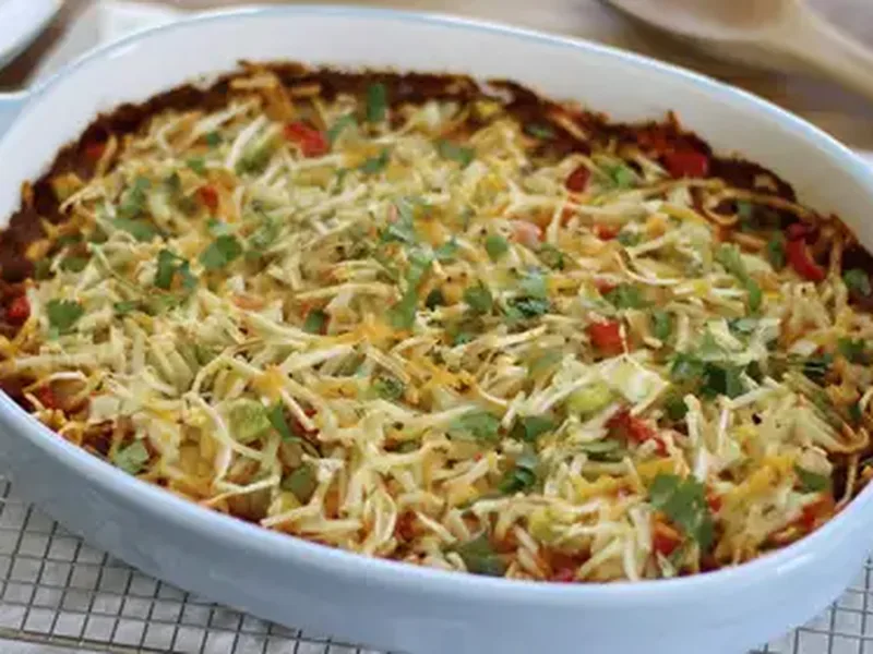 Hash Brown Enchilada Breakfast Casserole with Chorizo