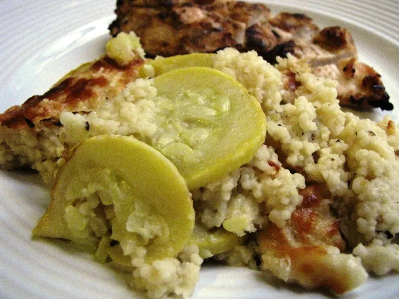 Baked Couscous Casserole with Summer Squash