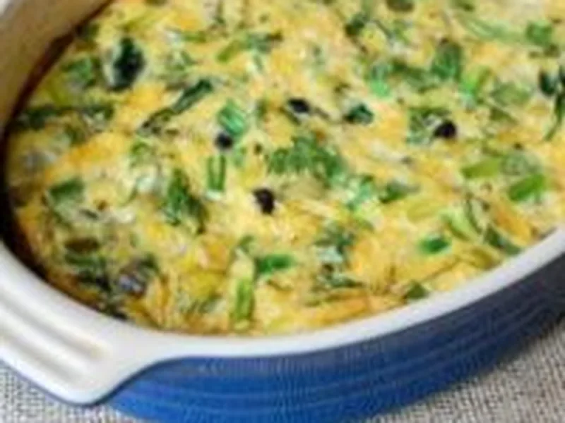 Cheesy Black Bean Salsa Verde Egg Bake