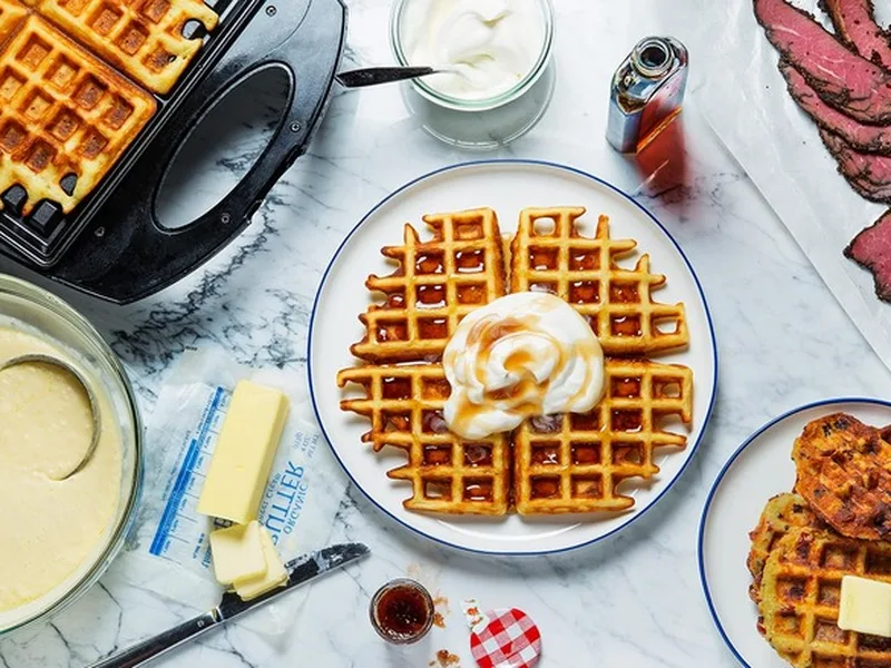 Yeasted Belgian Waffles with Semolina and Cornstarch