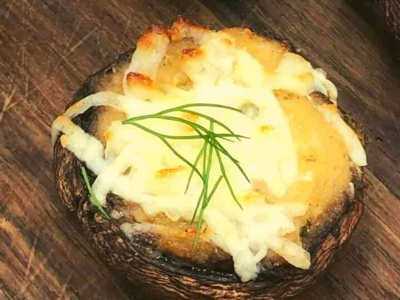 Air Fryer Crab Stuffed Mushrooms with Parmesan