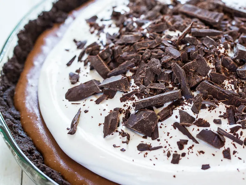 Best French Silk Pie with Dark Chocolate and Oreo Crust