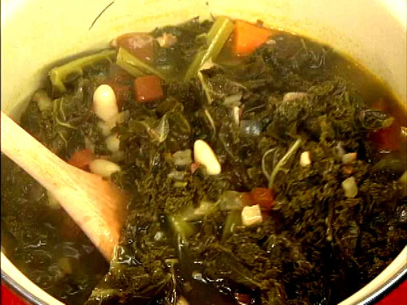 Tuscan Black Cabbage Soup with Pancetta and White Beans