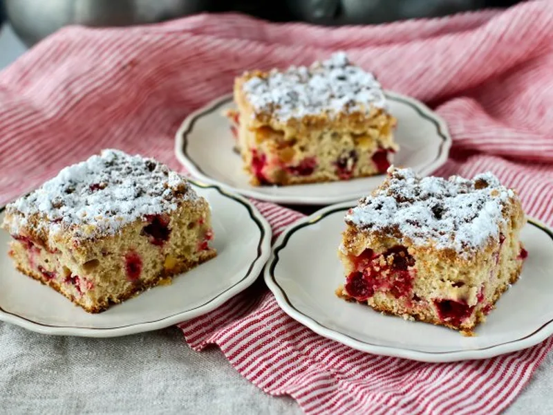 Cranberry Ginger Buckle with Almond Streusel