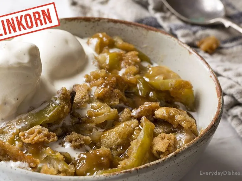 Einkorn Apple Crumble with Caramel Sauce