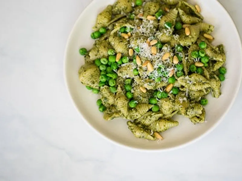 Pesto Pasta with Peas and Fresh Herb Sauce