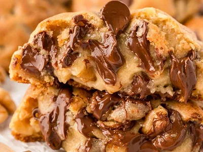 Gooey Chocolate Chip Cookies with Brown Sugar and Walnuts