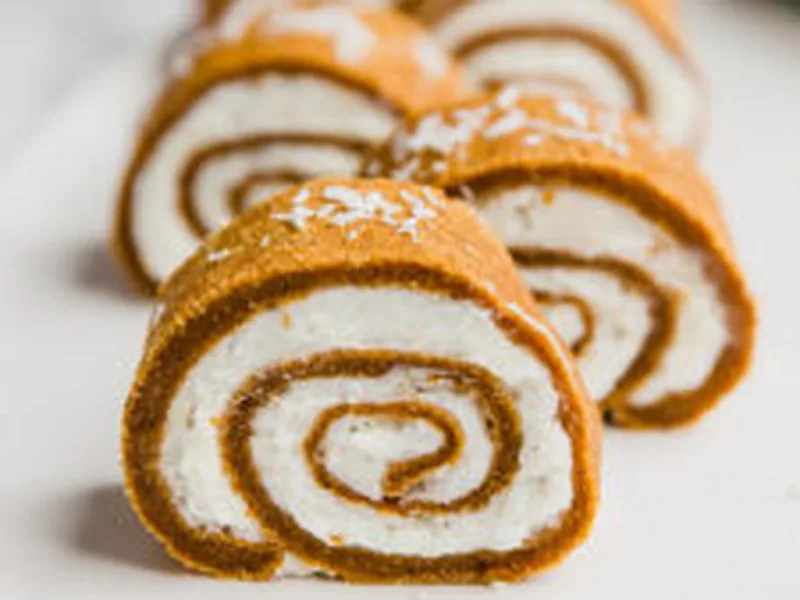 Paleo Pumpkin Roll with Coconut Cream Frosting (AIP-Friendly)