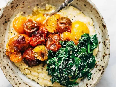 Roasted Tomatoes with Goat Cheese Polenta