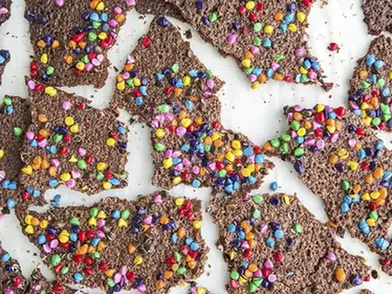 Birthday Cake Brownie Brittle with Festive Candy Sprinkles