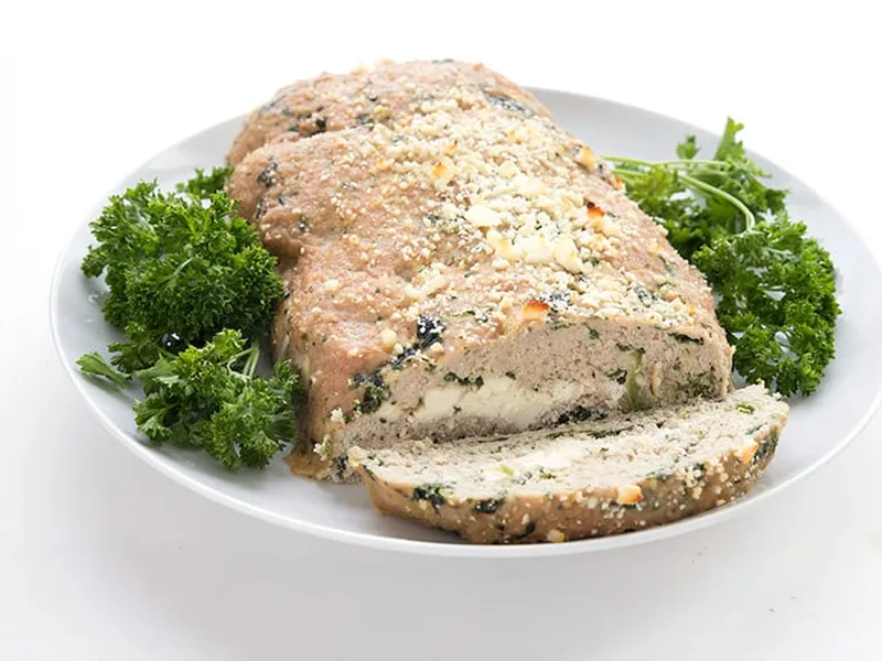 Feta-Stuffed Turkey Meatloaf with Homemade Tzatziki