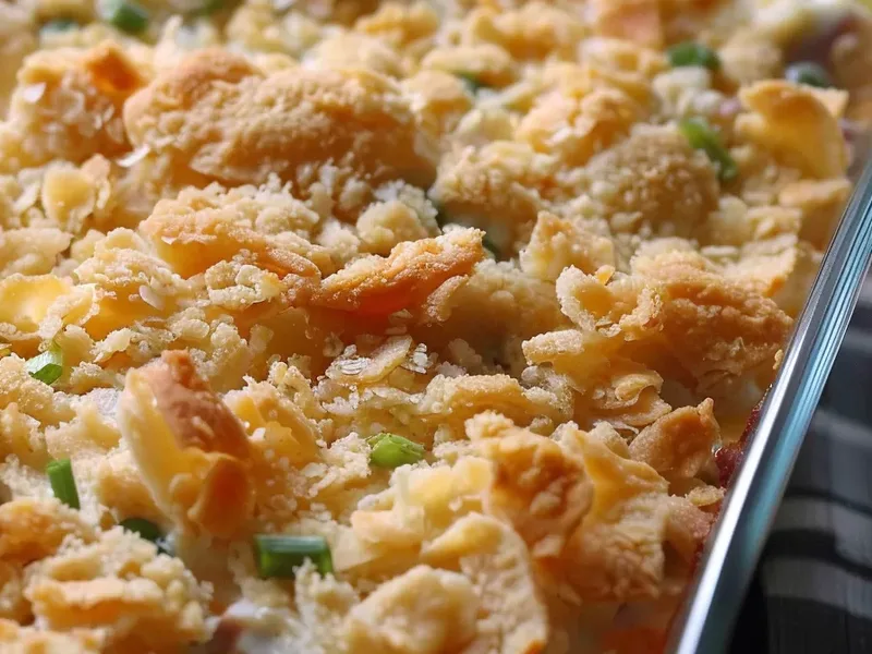 Cheesy Shoepeg Corn Casserole with Ritz Cracker Topping