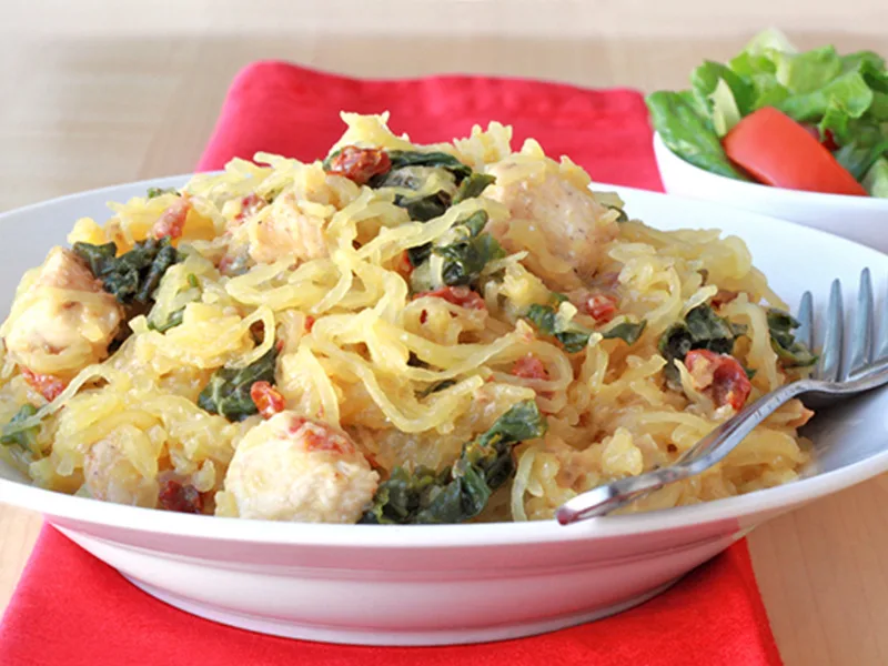 Creamy Kale Spaghetti Squash with Chicken