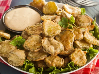 Crispy Fried Pickles with Cajun Mayo Dip