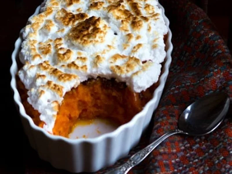 Sweet Potato Casserole with Maple Pecan Meringue