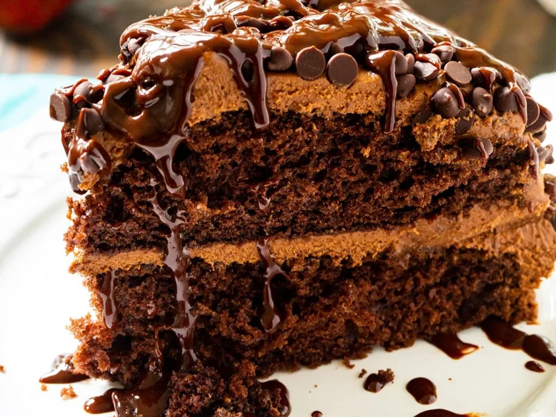 Easy Death by Chocolate Layer Cake with Chocolate Chip Frosting