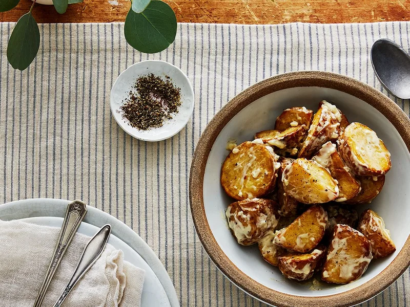 Garlicky Roasted Potato Salad with Dijon Dressing
