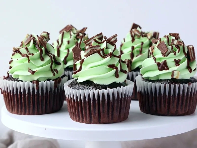 Chocolate Cupcakes with Mint Chip Frosting