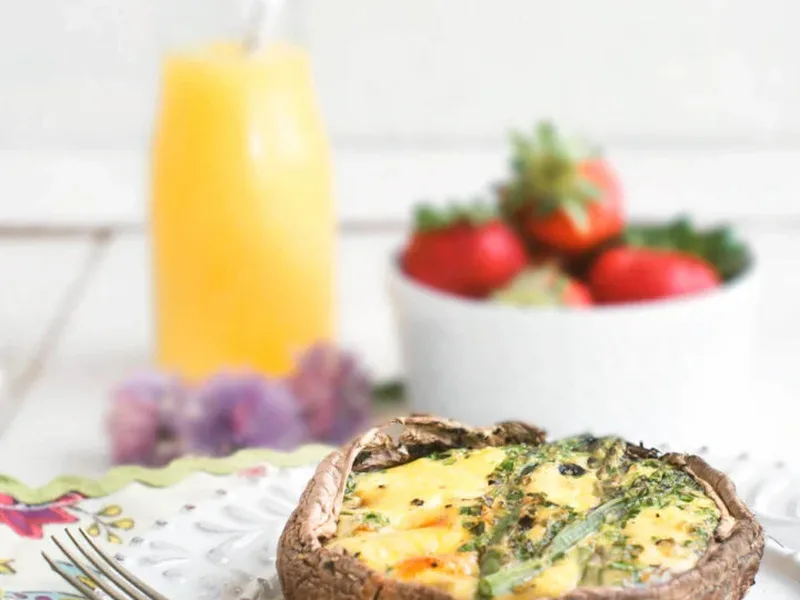 Portobello Mushroom Keto Quiche with Asparagus and Swiss