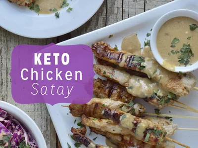Grilled Keto Chicken Satay Skewers with Peanut Sauce
