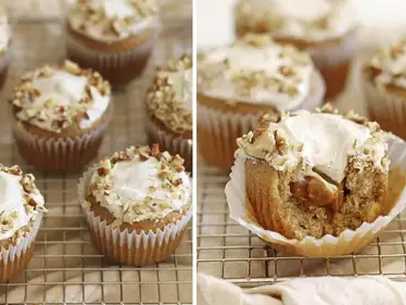 Spice Cupcakes with Dulce de Leche Filling and Cinnamon Frosting