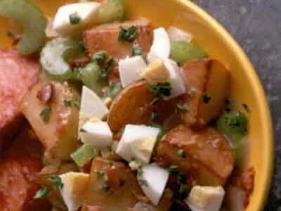 Hot German Potato Salad with Bacon and Egg