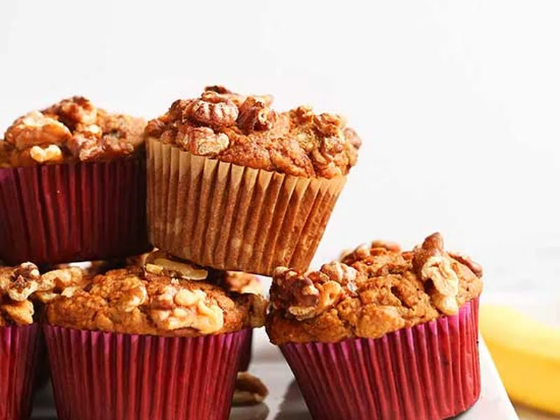 1-Bowl Vegan Banana Nut Muffins with Gluten-Free Flour