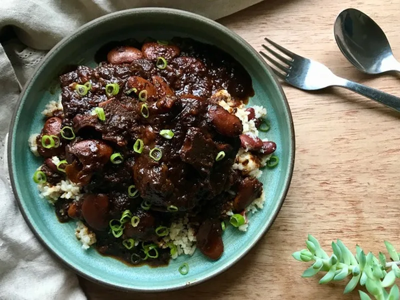 Jamaican Braised Oxtail Stew with Butter Beans