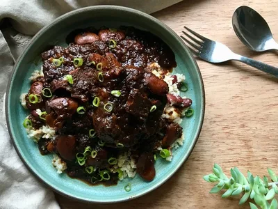 Jamaican Braised Oxtail Stew with Butter Beans