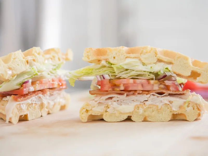 Savory Paleo Waffles for Turkey Club Sandwiches