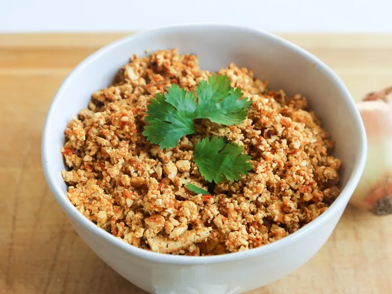 Spicy Chipotle Sofritas with Roasted Poblano and Tomatoes