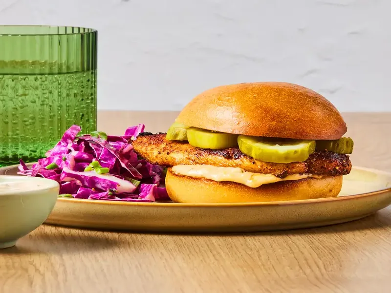 BBQ Seasoned Chicken Sandwiches with Secret Sauce and Slaw