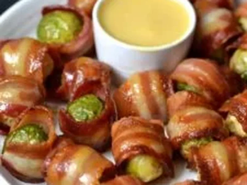 Honey Mustard Glazed Bacon Wrapped Brussels Sprouts