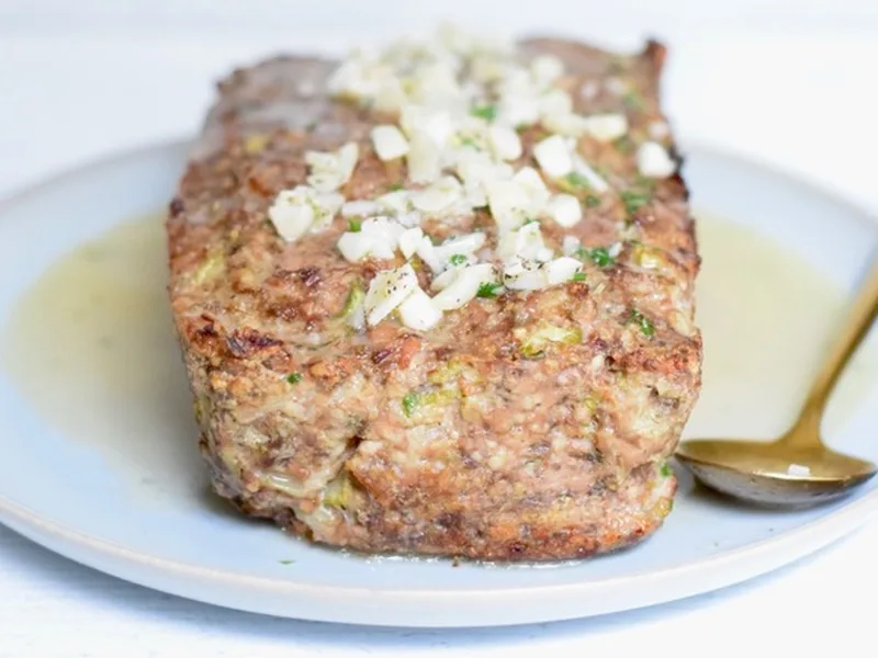 Easy Venison Meatloaf with Garlic Butter Sauce