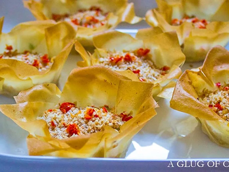 Crispy Filo Prawn and Spring Onion Tartlets