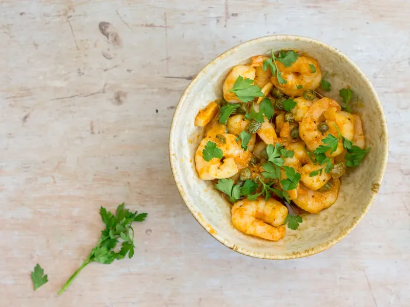 Buttery Paprika Shrimp with Garlic and Capers