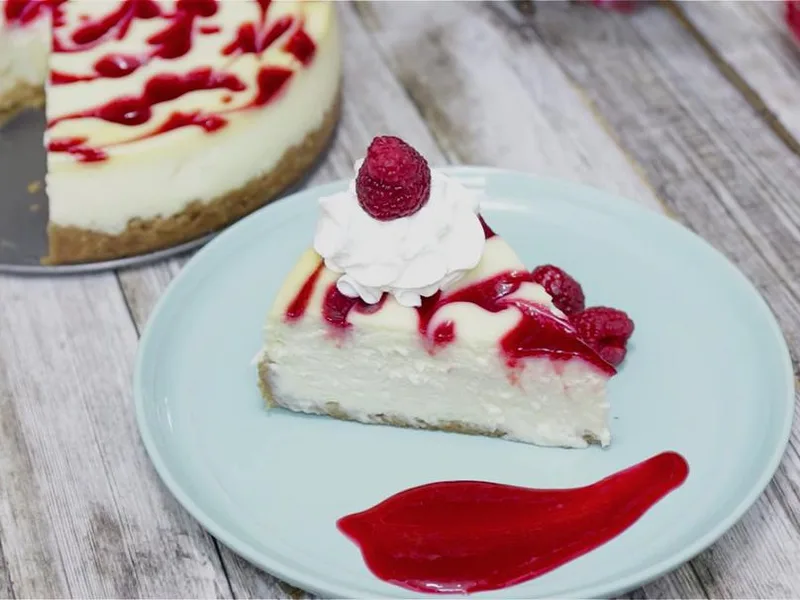 White Chocolate Raspberry Cheesecake with Water Bath