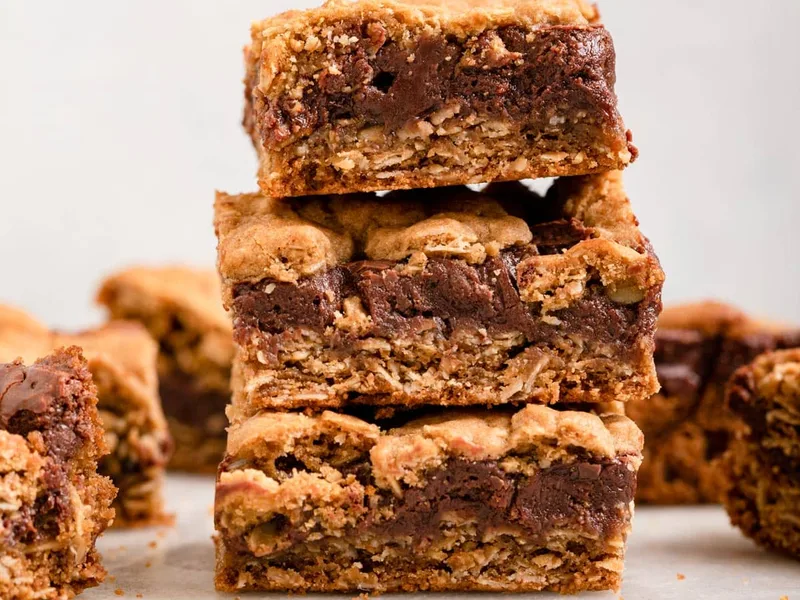 Chewy Chocolate Oat Bars with Condensed Milk Filling