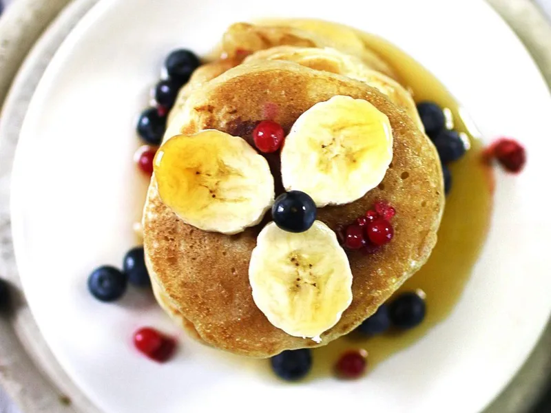 Vegan Banana Blueberry Pancakes