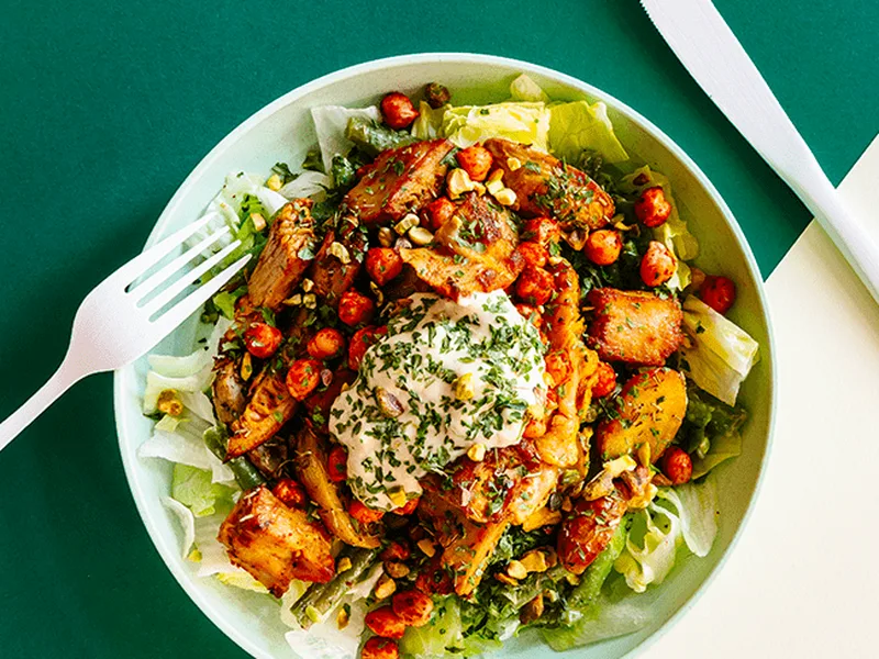 Vegan Caesar Salad with Crispy Potatoes