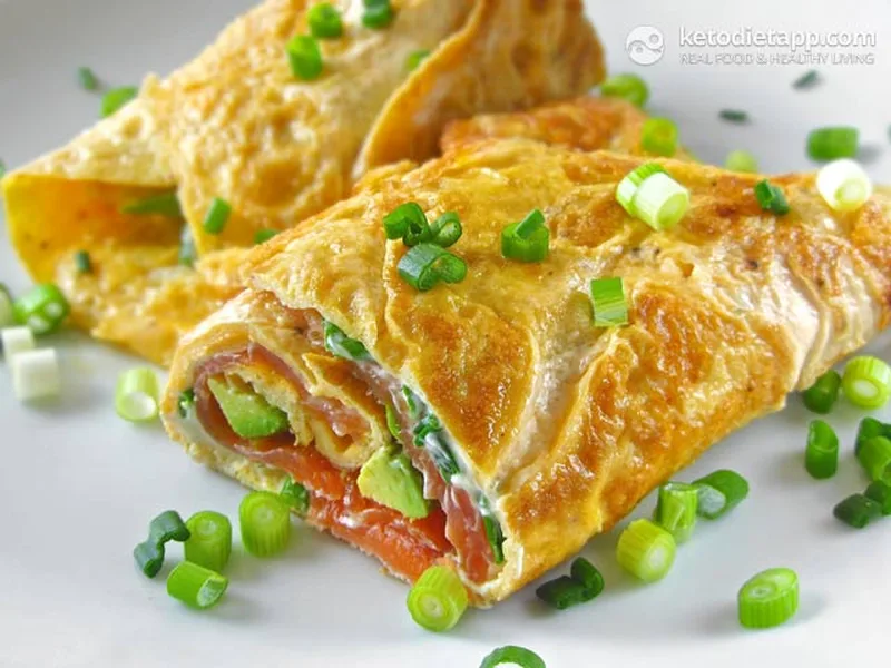 Smoked Salmon Omelet Wrap with Avocado and Cream Cheese