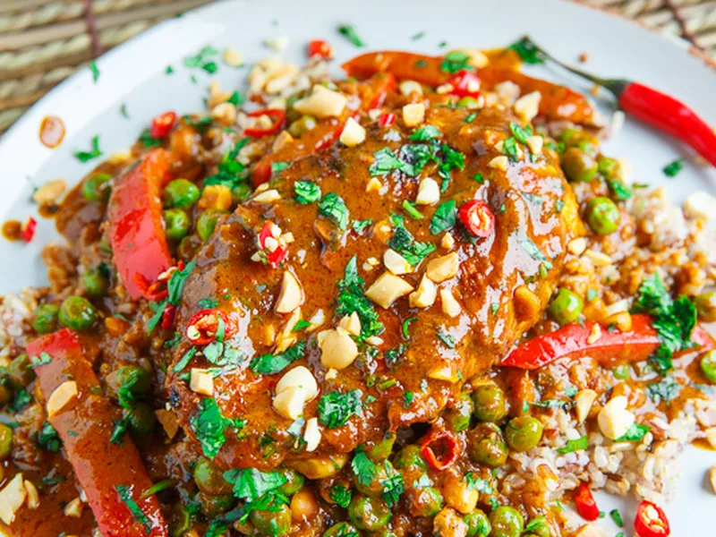 Thai Peanut Chicken Saute with Coconut Curry Sauce