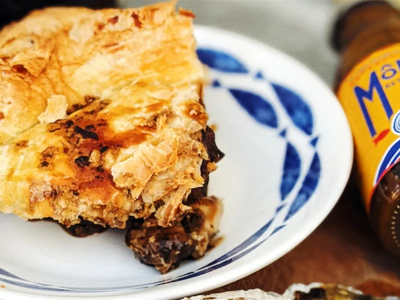Beef and Oyster Pie with Guinness Laverbread Gravy