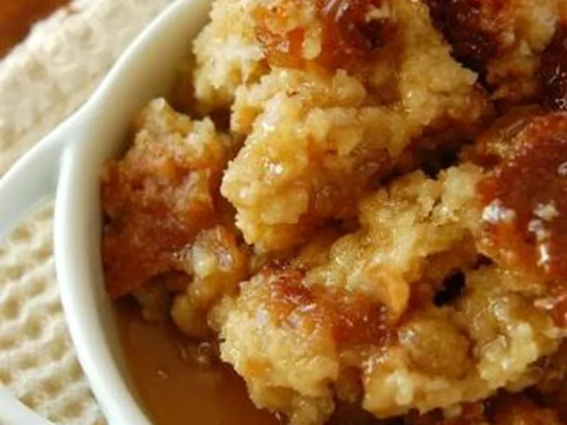 Oatmeal Raisin Bread Pudding with Homemade Toffee Sauce