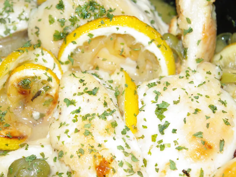 Pan-Seared Chicken With Roasted Lemons and Caper Sauce