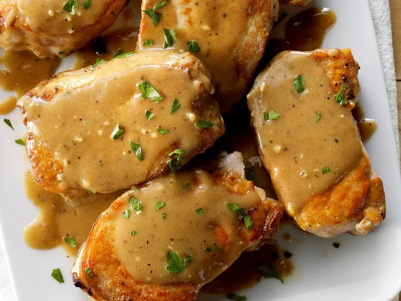 Apple Cider Pork Chops with Honey Dijon Glaze