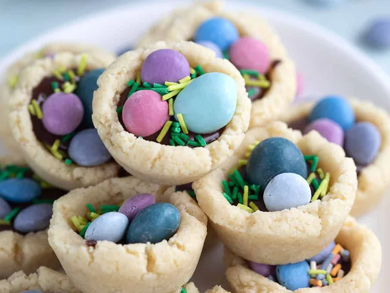 Keto Easter Cookie Cups with Chocolate Ganache