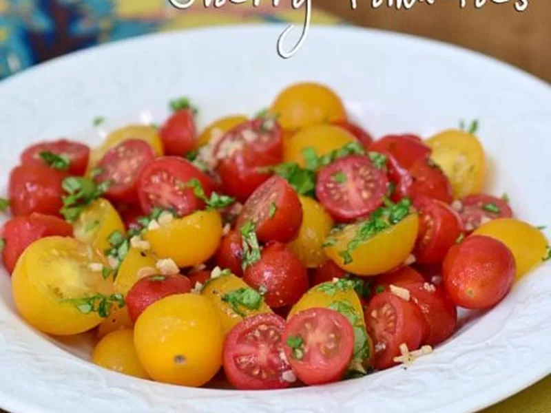 Garlic Basil Cherry Tomatoes with Rice Vinegar